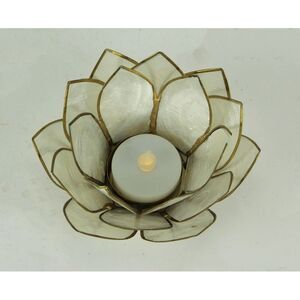 White Capiz Shell Lotus Flower Small Tealight Candle Holder